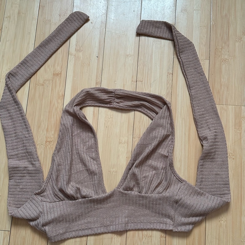SHEIN Ribbed Tan Crop Top